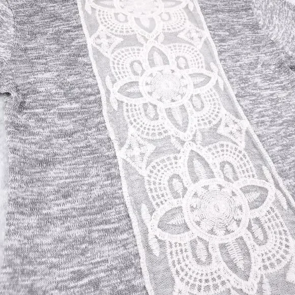 Miss Chievous Hoodie Womens M Gray Lace Crochet Back Pockets Casual Athleisure - Picture 10 of 13